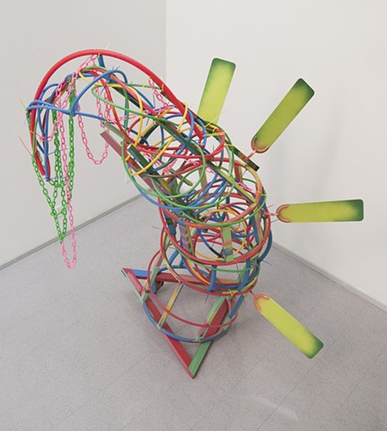 Heather Brammeier artwork installation colorful abstract sculpture tubing art installation St. George and the Dragon