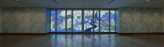 "Diluvial" 2012
Site Specific Installation
Lambda Duraclear prints, wallpaper, and wall mural
Currier Museum of Art, Manchester, NH, May 21-Sept 9, 2012