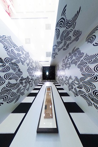 "Cardboard Revival: South Bay Galleria, Redondo Beach"
360 degree view of installation from floor with entrance at top left