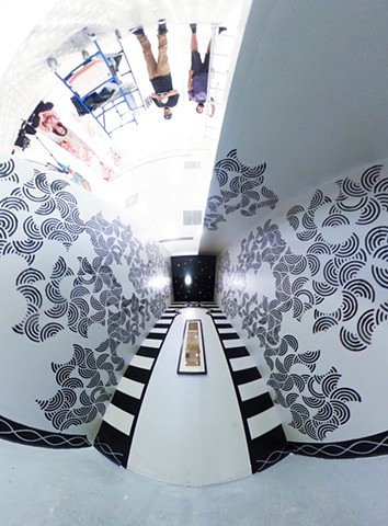 "Cardboard Revival: South Bay Galleria, Redondo Beach"
360 degree view of installation from floor with entrance on upper left
