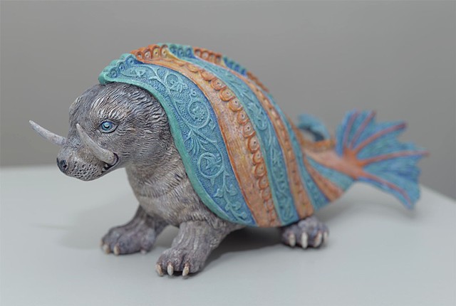 Sea monster based on those depicted in renaissance and medieval maps.