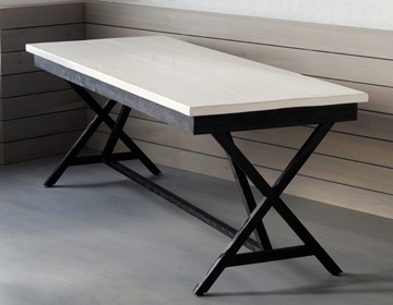 X Base dining or writing tabl in rustic reclaimed wood 
