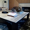 Bronze and Travertine Cocktail Table