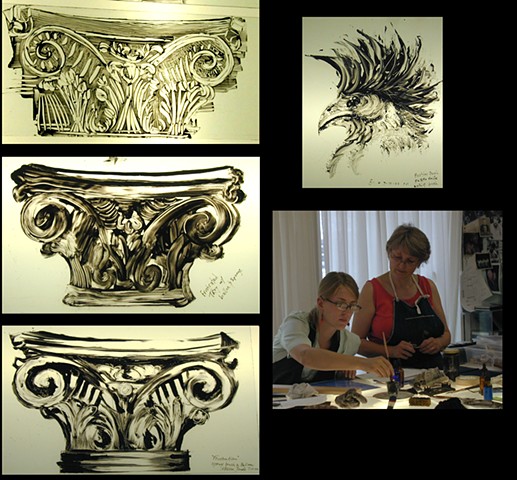 Learn stained glass GLASSPAINTING FOR ARTISTS August 21-24, 2013, Readsboro, Vermont with Debora Coombs. Stained glass classes, workshops in Vermont for all levels. Learn how to paint stained glass, design and cartoon stained glass windows.