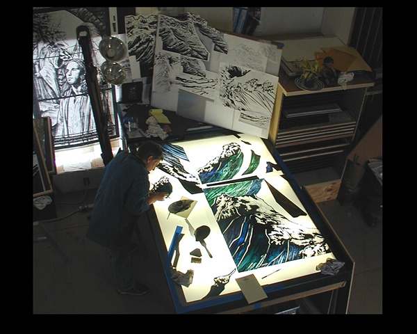 Painting at the light table