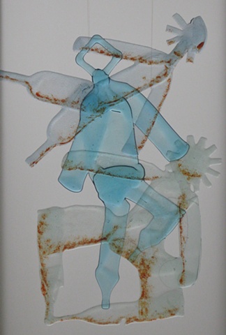 bottle glass with red frit