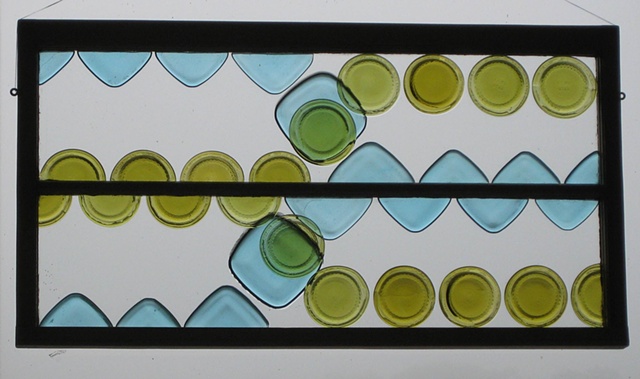 Bottle glass in old sash