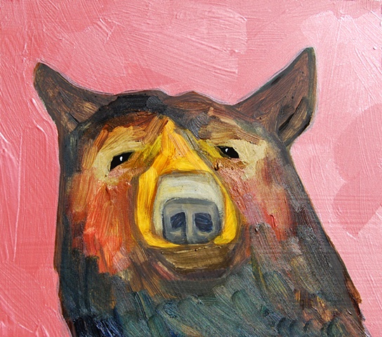 Tiny Brown Bear in Metallic Pink Cloud