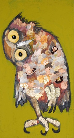 Tiny Burrowing Owl in Earth Green