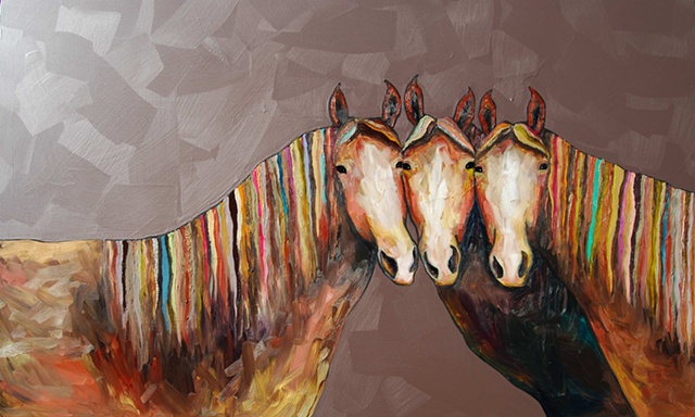Horse Trio in Metallic Graphite Violet