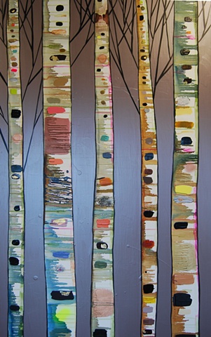 Birch Trees in Metallic Graphite Violet