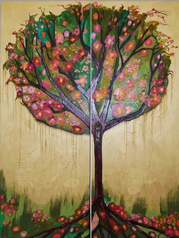 Cherry Blossoms in Gold
