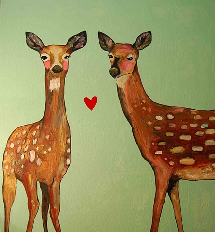 Two Deer with Heart