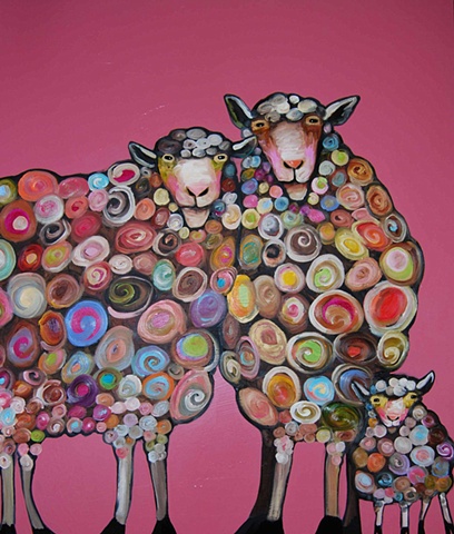 Sheep Family in Strawberry