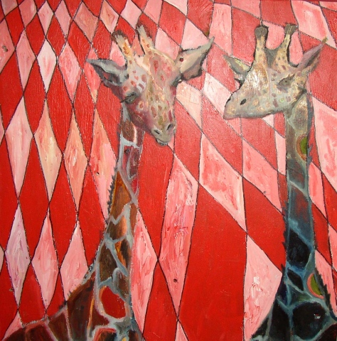 giraffe in pink diamonds