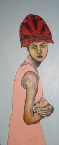 lady in hat with eggs