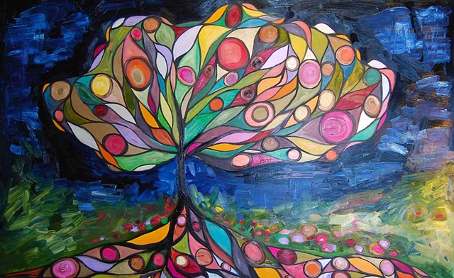 Glass Tree in Prussian Blue
