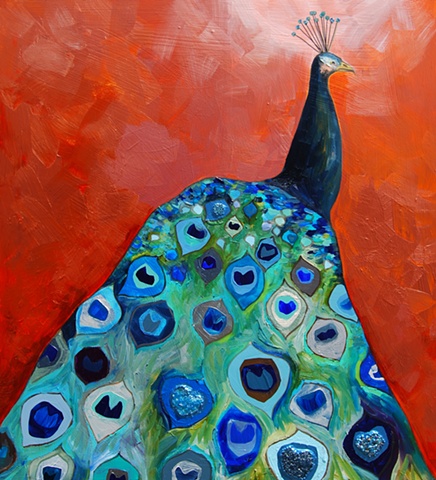 Peacock in Orange Copper