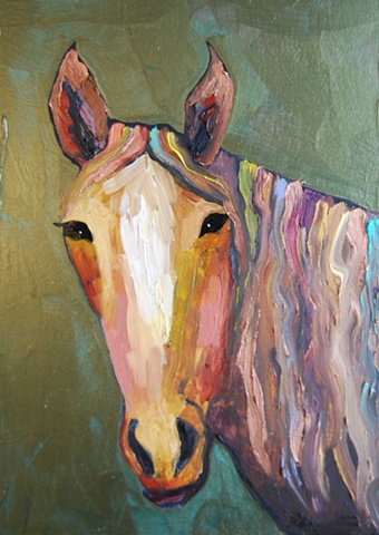 Tiny Horse in Metallic Moss Green