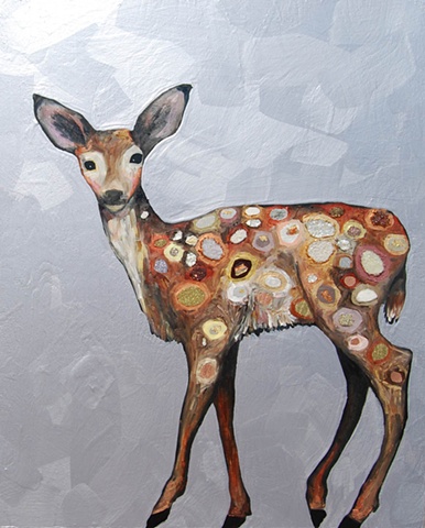 Fawn with Jeweled Spots in Metallic Gray Lavender