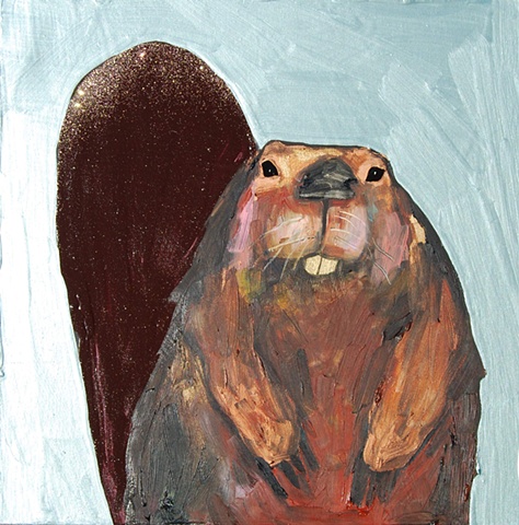 Tiny Beaver in Metallic Tide Pool Blue