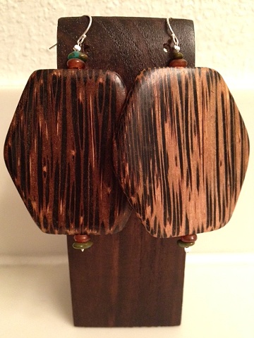 large wooden & turquoise & resin