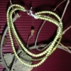 green pearls & crystal three strand