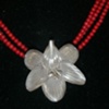 three strand coral w/ thai silver flower