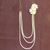 pearl, fabric flowers & gold double/triple strand