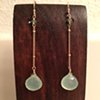 sea foam blue chalcedony & tourmaline gold drop earrings