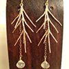 prehnite & gold pine tree branch earrings