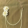 pearls, gold chain, flowers