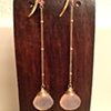 pink chalcedony & tourmaline gold drop earrings