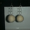 fuzzy white balls & silver hoops