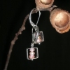 silver square & peach pearls