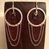 smoky quartz & silver circles & chain earrings
