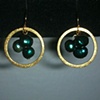 dark green pearls & gold hoops