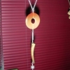 carnelian circle & wooden horn drop