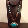turquoise, wood, silver, turkish centerpiece