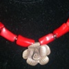coral chunk w/ thai silver flower