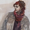 Self Portrait in Denim and Red