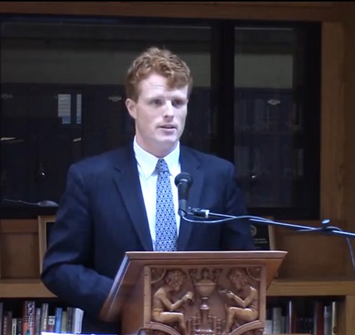 Congressman Joe Kennedy III speaks at Boston Latin School for the Unveiling Ceremony of the Portrait of the Honorable Mark L. Wolf