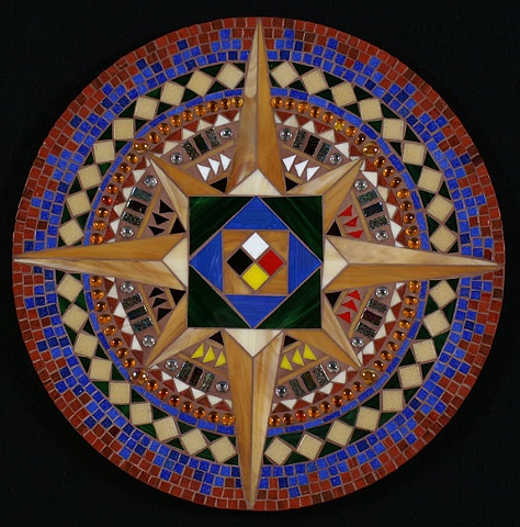 mosaic mandala native american compass rose four directions