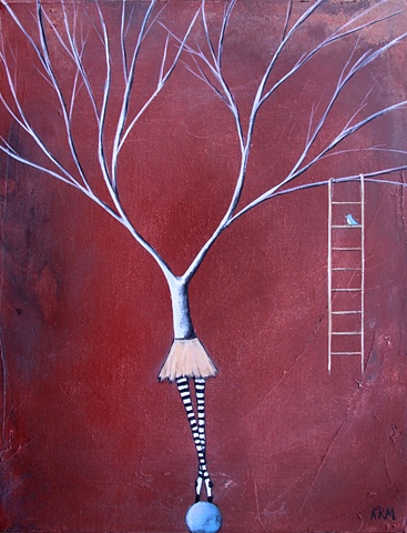 woman and trees art, painting of trees, painting of women in trees