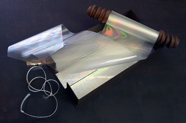 Interior Scroll, book arts, diffraction grating