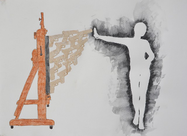 mixed media on paper, drawing, collage