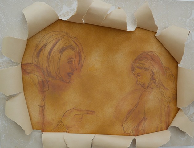 mixed media on board, drawing, realistic, wallpaper