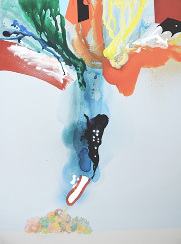 Abstract painting with collage