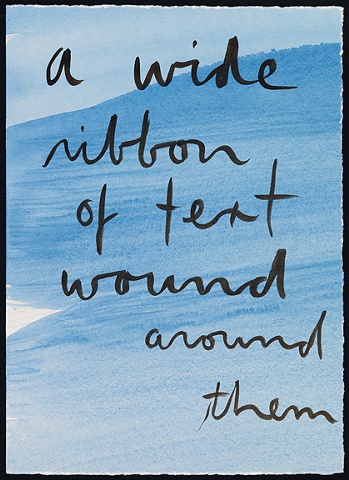 a wide ribbon of text around them