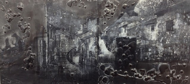 Asian inspired photo transfer in encaustic